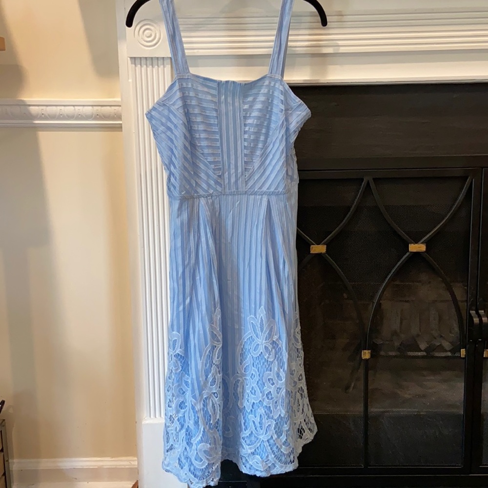 Francesca’s Blue Embroidered Midi Dress